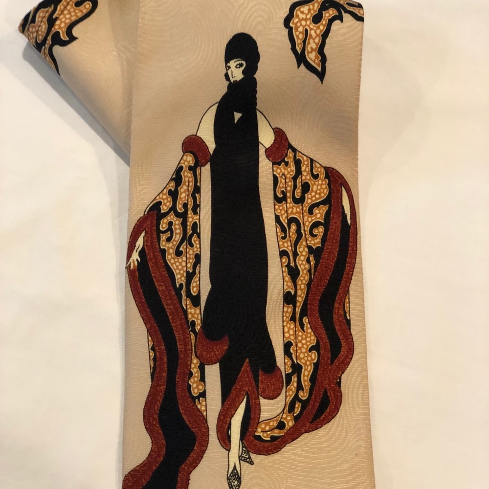 Vintage Art Deco Silk Tie 1994 Erte Glam Goddess.